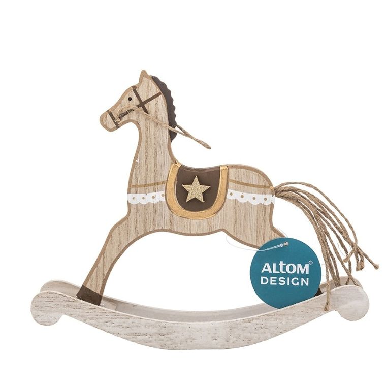 Altom Design, figurka drewniana, konik na biegunach, 18-15-3 cm