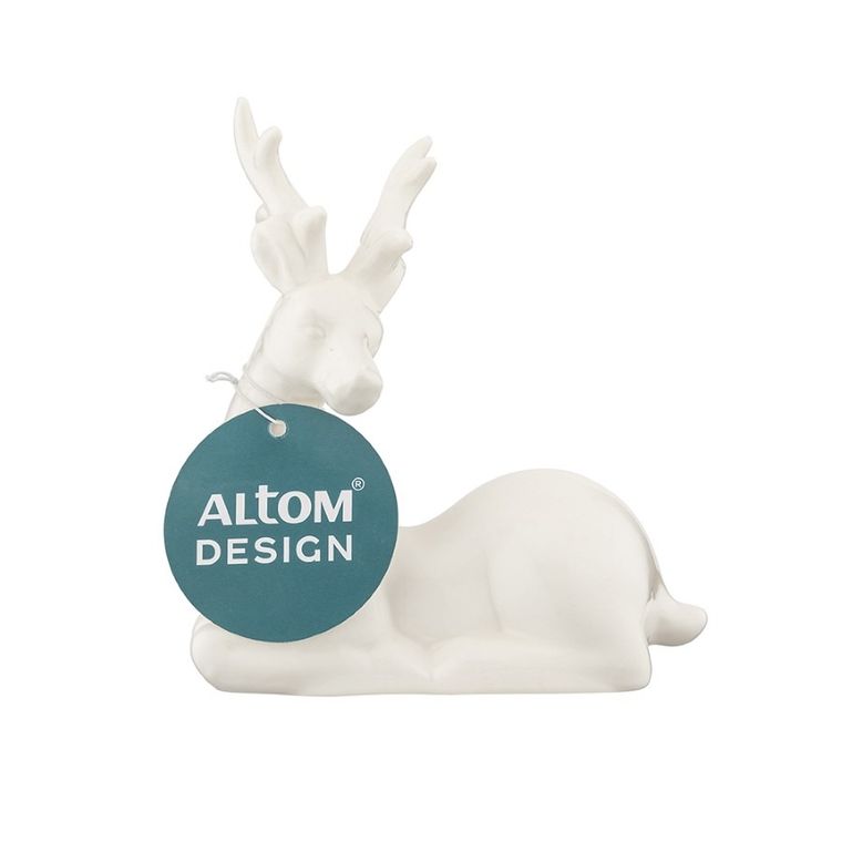 Altom Design, figurka porcelanowy renifer, 11-5-12.5 cm, biały
