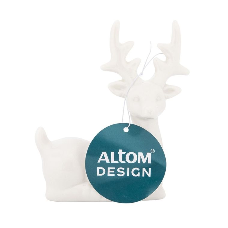 Altom Design, figurka renifer, porcelanowa, biały, 9-5-11 cm