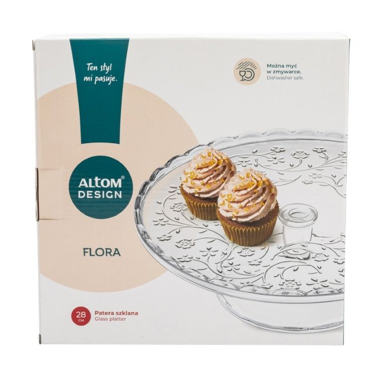 Altom Design, Flora, patera szklana na stopce, 28 cm