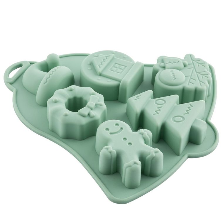 Altom Design, forma silikonowa do pieczenia ciasteczek dzwonek, 20,5-19,5-2,5 cm, szałwia