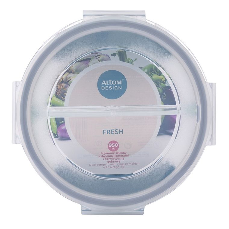 Altom Design, Fresh, pojemnik podwójny z pokrywką, okrągły, 0,95l, 18-7,7 cm