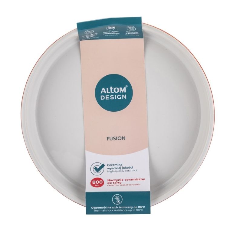 Altom Design, Fusion Coral, naczynie ceramiczne do tarty w opasce, 24-3,5 cm, 800 ml