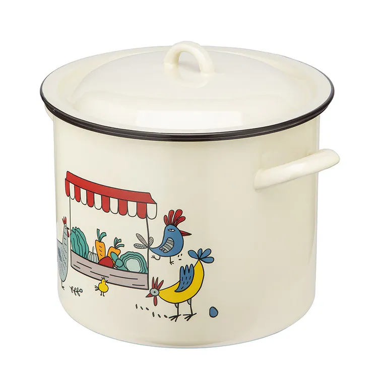 Altom Design, garnek do rosołu z pokrywą, Kurki, 25-21,5 cm, 10l