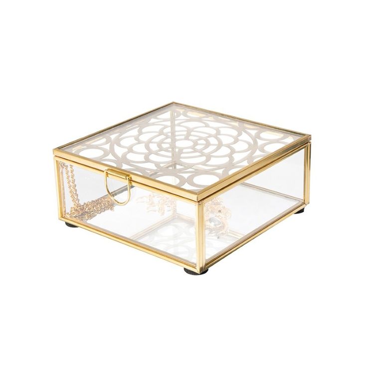 Altom Design, Golden honey, szkatułka szklana, 12-12 cm