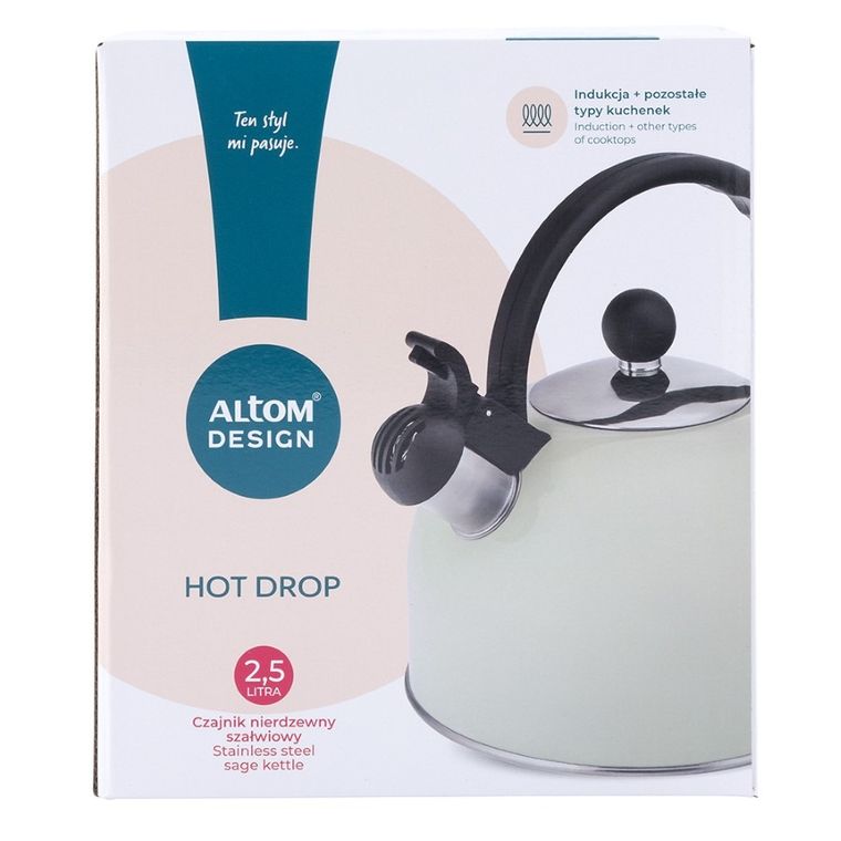 Altom Design, Hot Drop, czajnik nierdzewny, szałwia, 2,5l