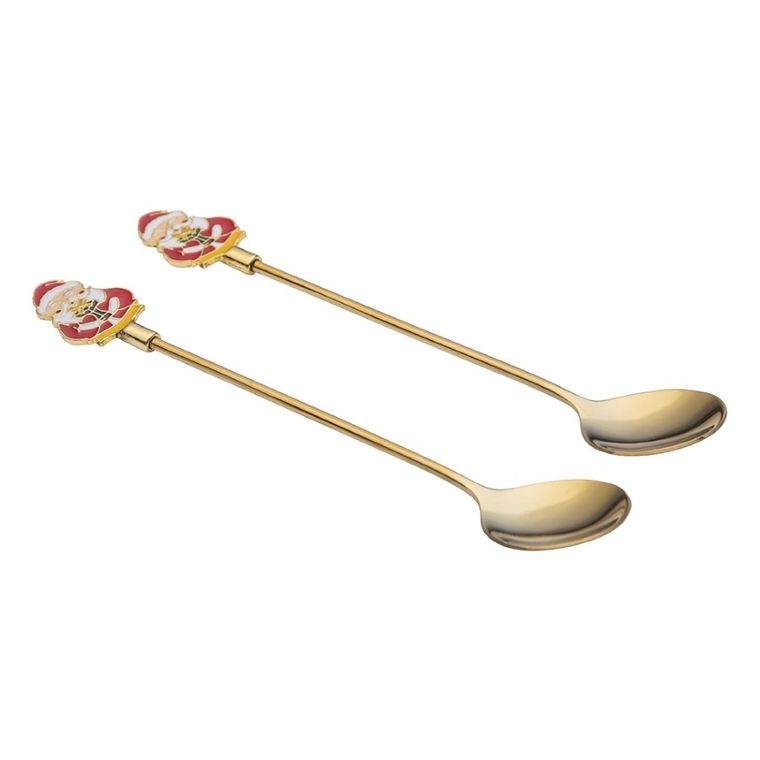 Altom Design, komplet 2 łyżeczek z ozdobną końcówką, Mikołaj, złoty