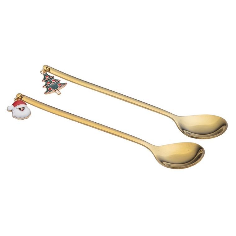 Altom Design, komplet 2 łyżeczek z zawieszką świąteczną, złoty