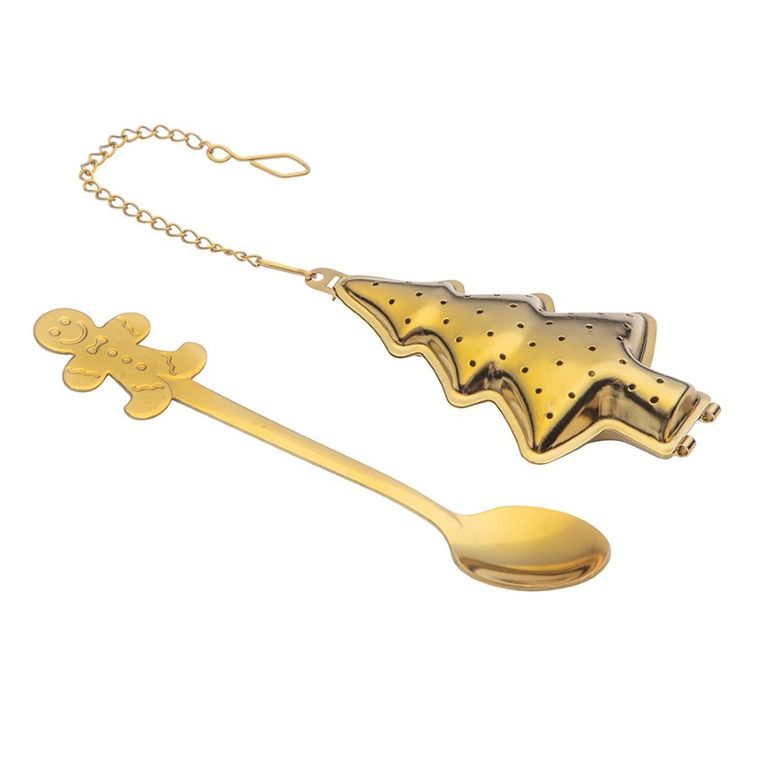 Altom Design, komplet do herbaty, zaparzacz i łyżeczka, złote