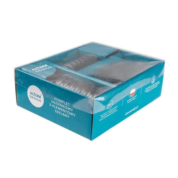 Altom Design, komplet do łazienki, 3 elelementy, popielate szkło