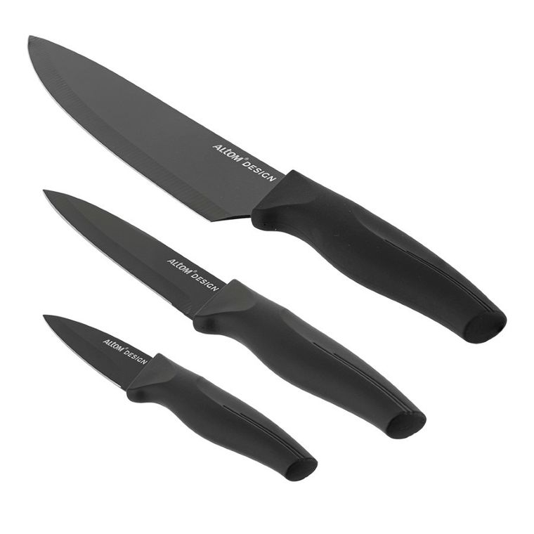 Altom Design, komplet noży kuchennych, powłoka non-stick, czarne, 3 szt.