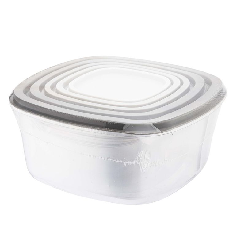 Altom Design, komplet pojemników plasikowych z pokrywkami, szary, 5 szt.