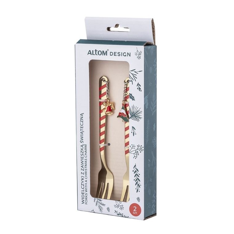 Altom Design, komplet widelczyków, czerwono-złote, 2 szt.