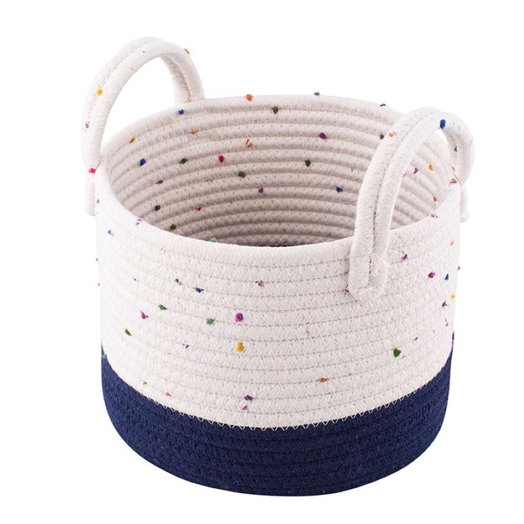 Altom Design, kosz pleciony, 22-22-18 cm, biało-granatowy