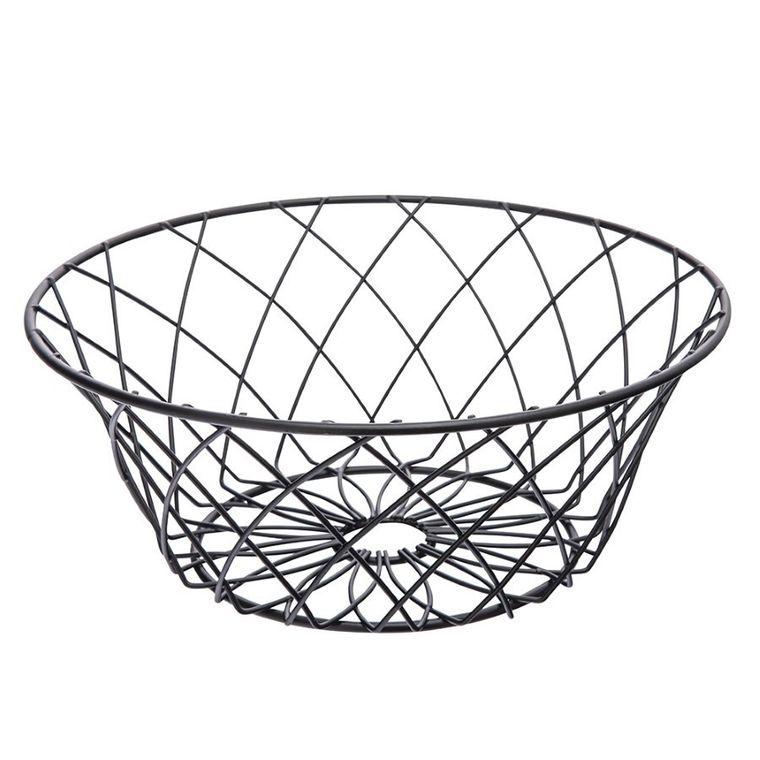 Altom Design, koszyk na owoce, metalowy okrągły, 25-10 cm, czarny, kwiat