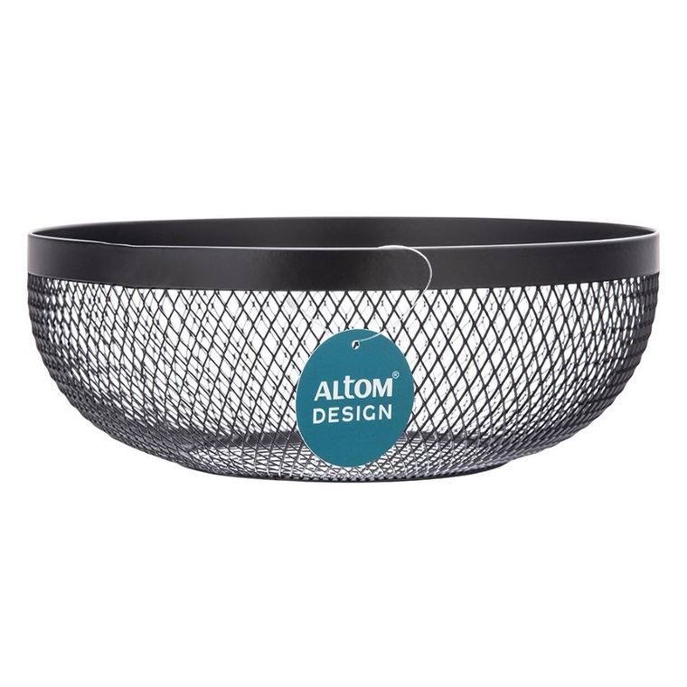 Altom Design, koszyk na owoce, metalowy okrągły, 26-9.5 cm, czarny