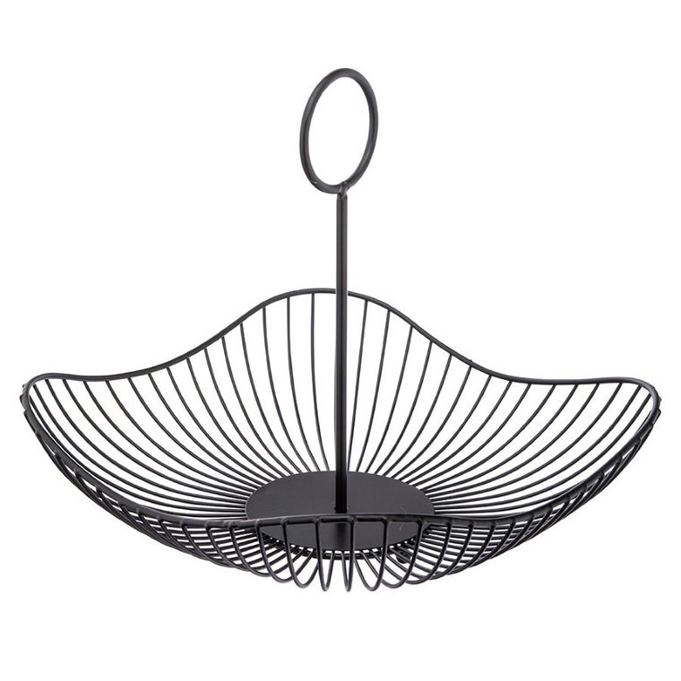Altom Design, koszyk na owoce, metalowy okrągły z rączką, 28-28-25 cm, czarny