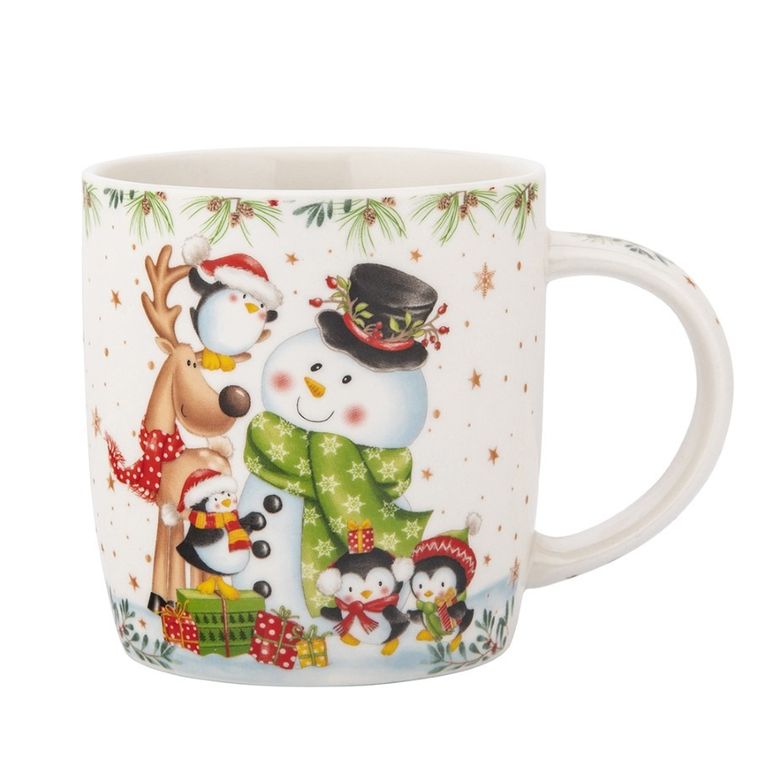 Altom Design, kubek bałwanek nbc, 400 ml, z maskotką, color box