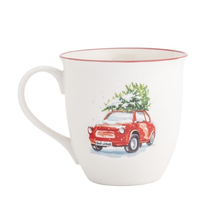 Altom Design, kubek baryłka duża, 630 ml, świąteczny samochód