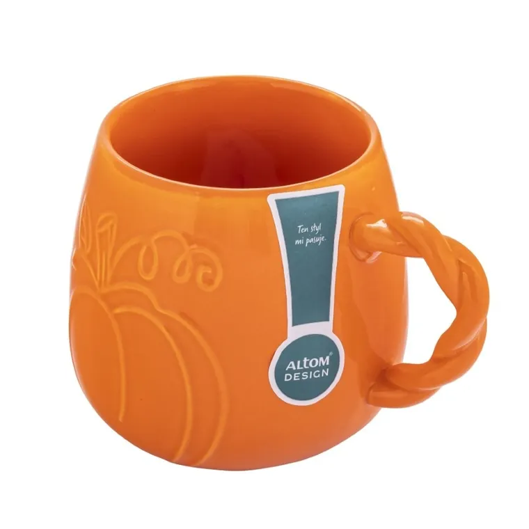 Altom Design, kubek dynia z plecionym uchwytem, pomarańczowy, 510 ml