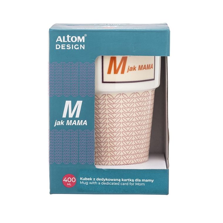 Altom Design, kubek stożek z kartką m jak mama, nbc, 400 ml, color box