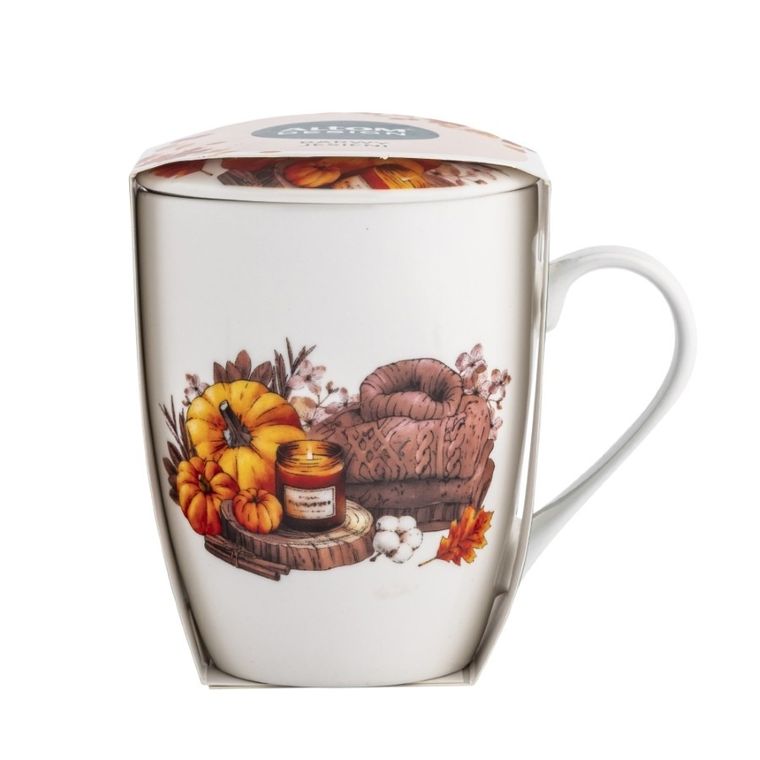 Altom Design, kubek z pokrywką i zaparzaczem, barwy jesieni, 350 ml