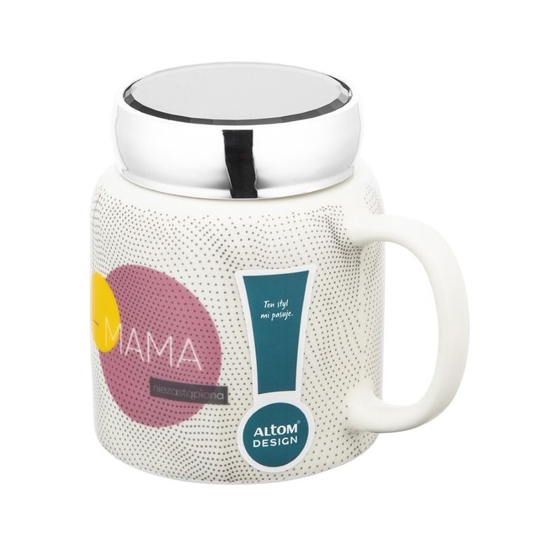 Altom Design, kubek z zakrętką i lusterkiem, nbc, 450 ml, mama niezastąpiona
