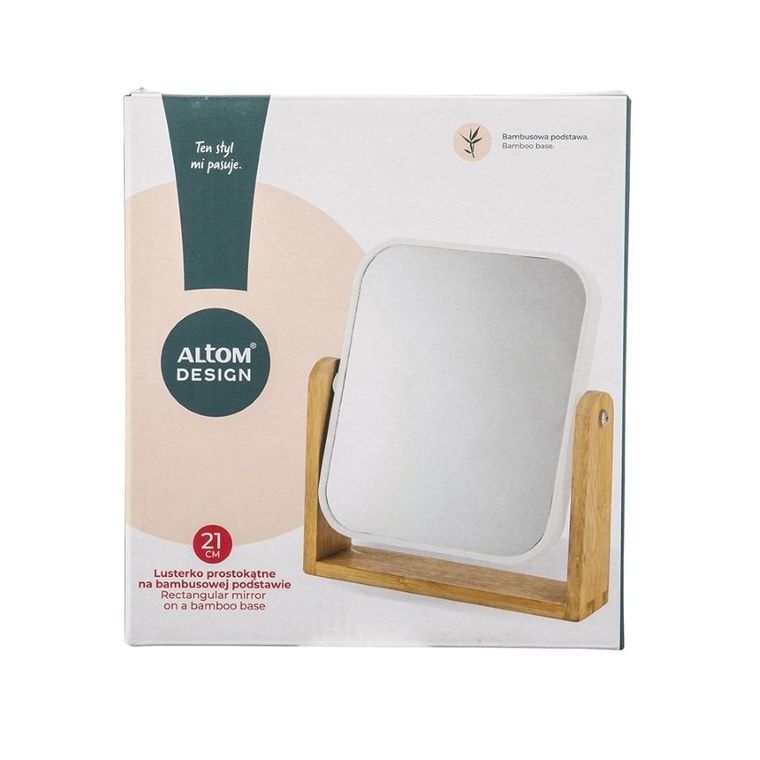 Altom Design, lusterko prostokątne na podstawie, białe, 18-4,5-21 cm