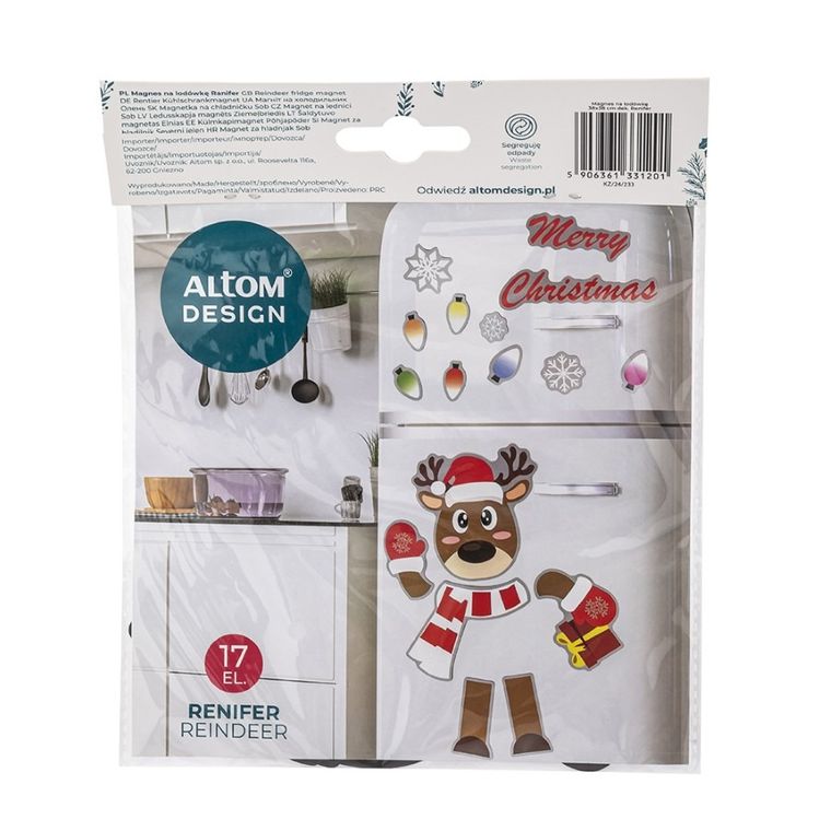 Altom Design, magnes na lodówkę, 38-38 cm, renifer