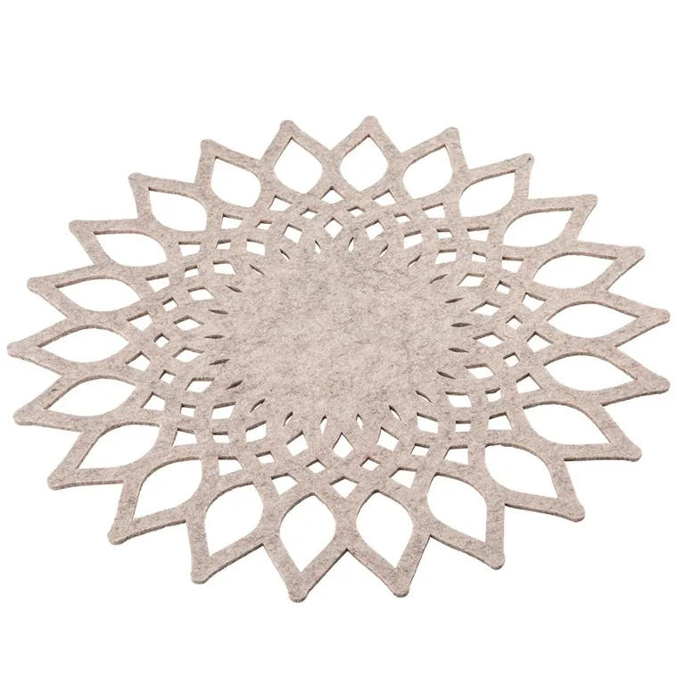 Altom Design, mata filcowa, okragła, beżowy kwiat, 38 cm