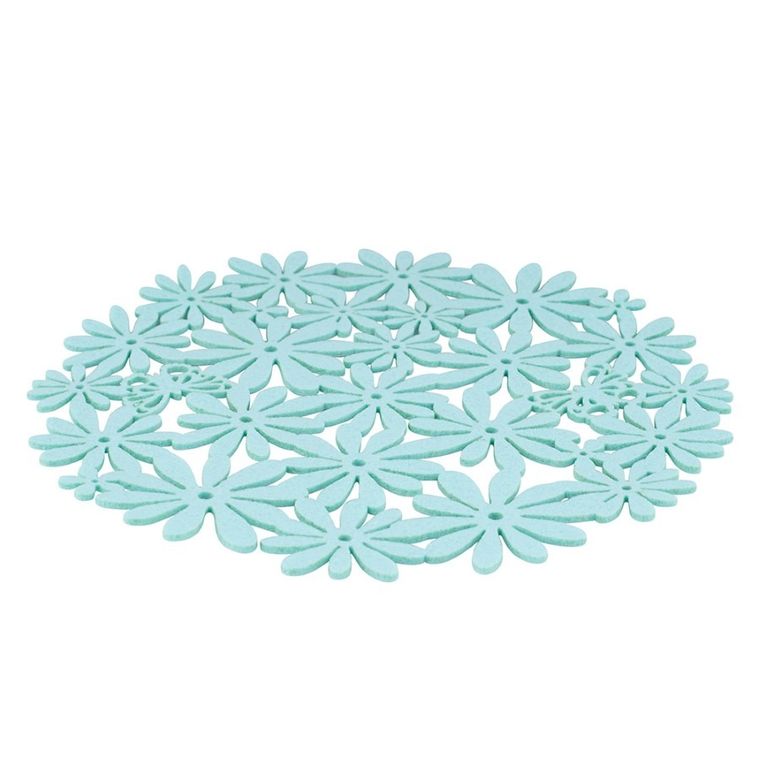 Altom Design, mata filcowa, okrągła, kwiaty, miętowa, 30 cm