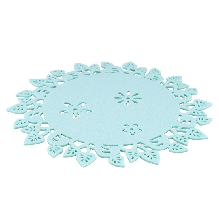 Altom Design, mata filcowa, okrągła, liście, miętowa, 30 cm