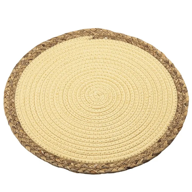 Altom Design, mata okrągła z bawełnianego sznurka, żółta, 38 cm