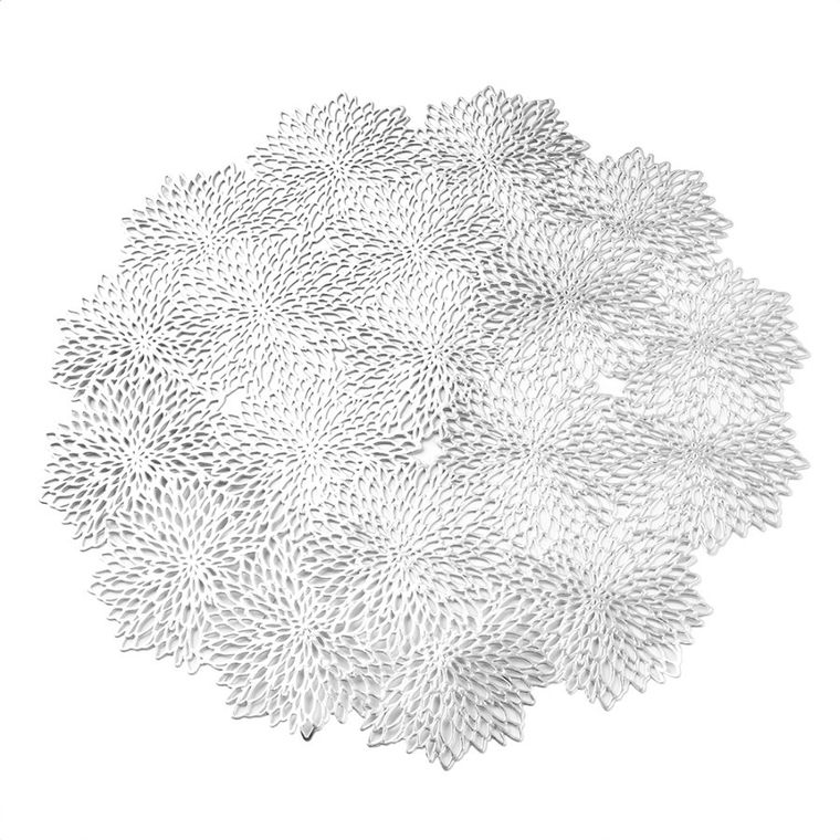 Altom Design, mata stołowa, ażurowa, srebrna, 38 cm