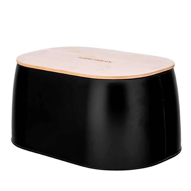 Altom Design, metalowy chlebak z pokrywą bambusową, 33,5-23,5-15,5 cm