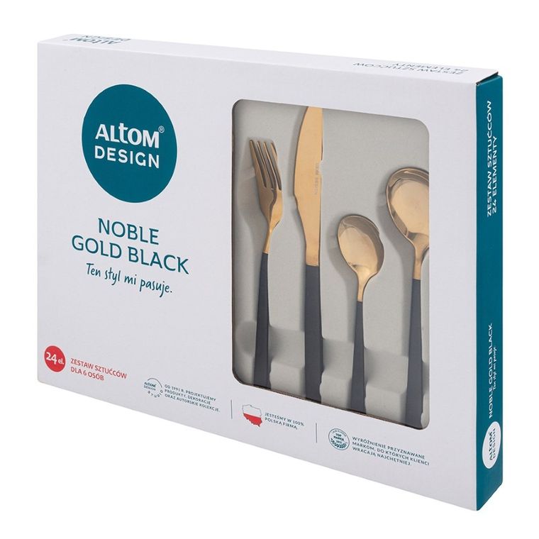 Altom Design, Noble, komplet sztućców, gold black, 24 szt.