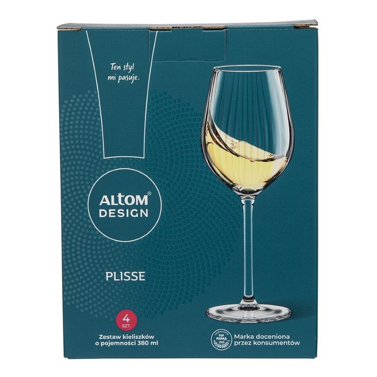 Altom Design, Plisse, komplet kieliszków do wina, 380 ml, 4 szt.