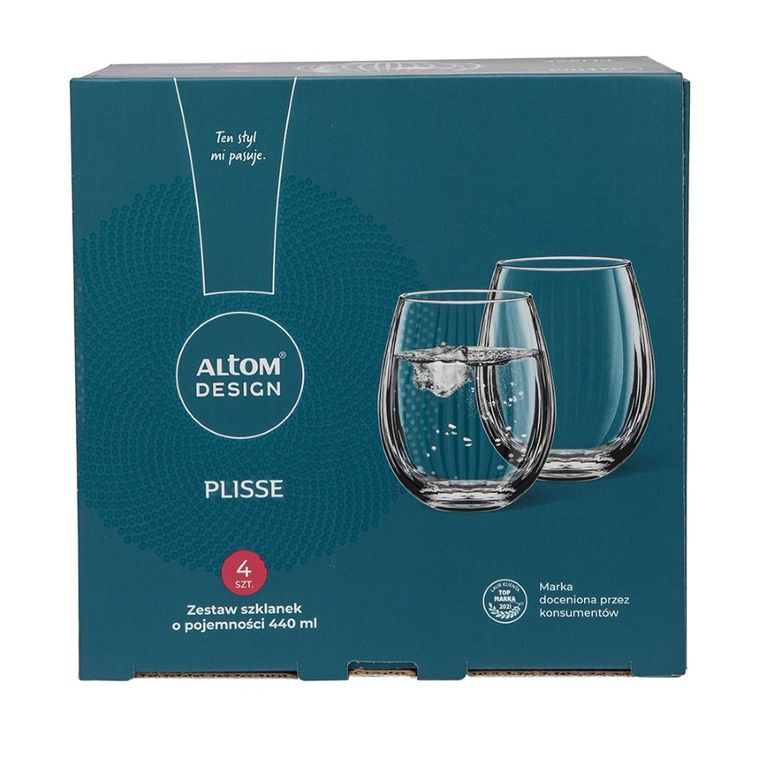 Altom Design, Plisse, komplet szklanek, 440 ml, 4 szt.