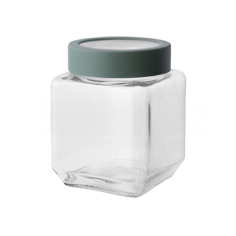 Altom Design, pojemnik szklany kwadratowy z szałwiową pokrywką, 500 ml