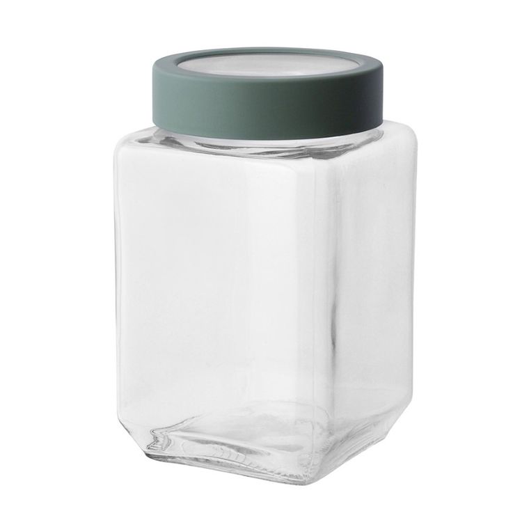 Altom Design, pojemnik szklany kwadratowy z szałwiową pokrywką, 700 ml