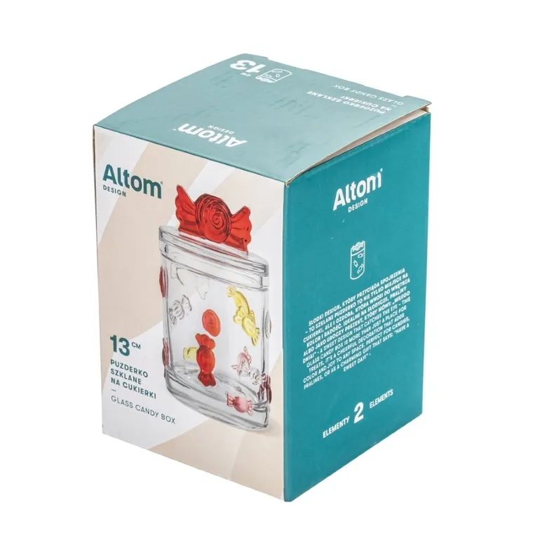 Altom Design, pojemnik szklany z pokrywką i uchwytem cukierek, 8-13,5 cm