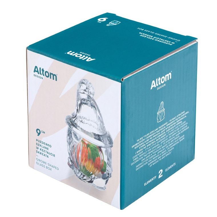 Altom Design, puzderko szklane skrzat, 9-9-15cm
