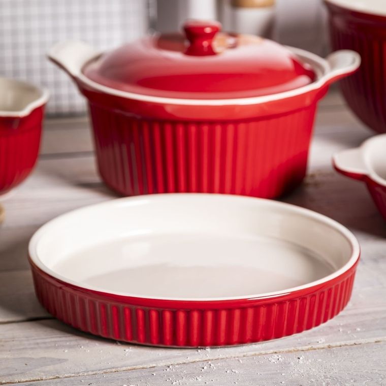 Altom Design, Red Chilli, naczynie ceramiczne do tarty, 24-3,5 cm, 800 ml