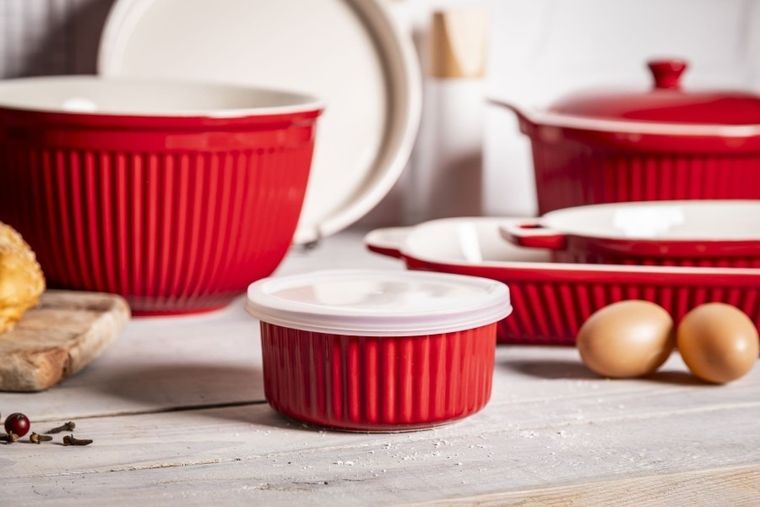 Altom Design, Red Chilli, ramekin ceramiczny z pokrywką, 12,5-6 cm, 370 ml