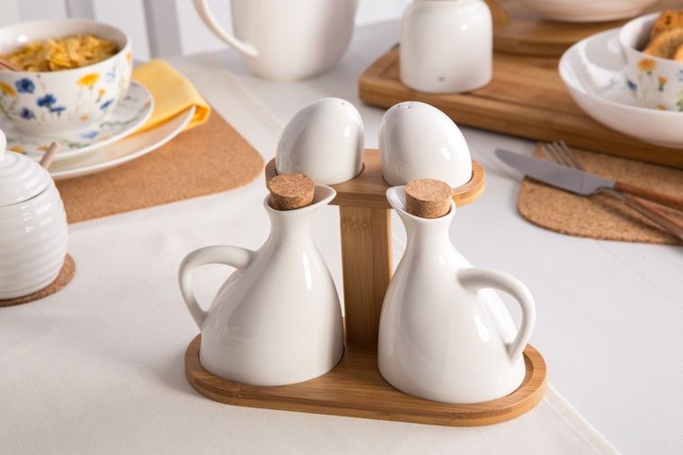 Altom Design, Regular, zestaw do przypraw z bambusową podstawą, 4 elementy