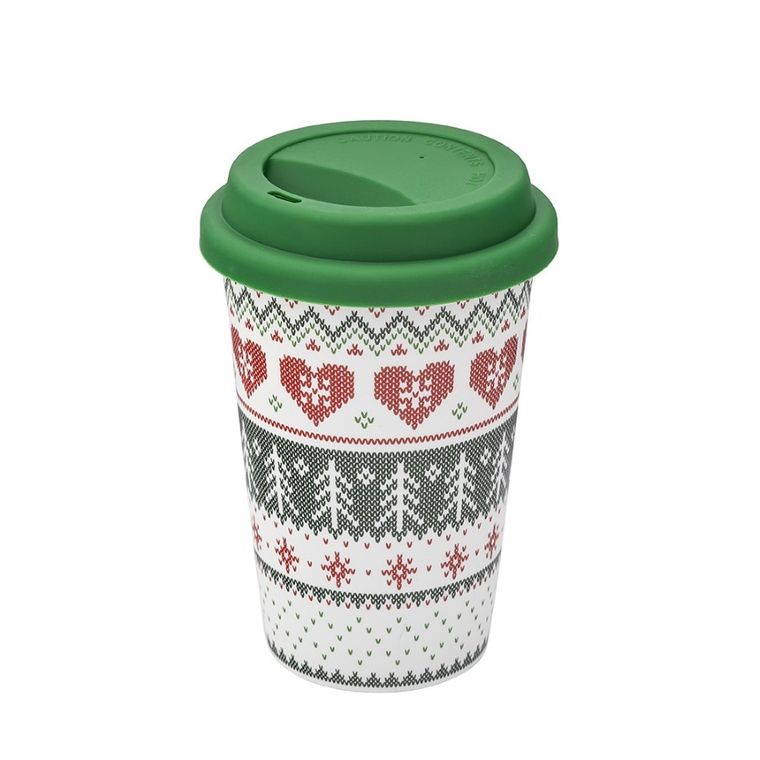 Altom Design, Scandi, kubek stożek wysoki nbc, 390 ml, z silikonową pokrywką, green