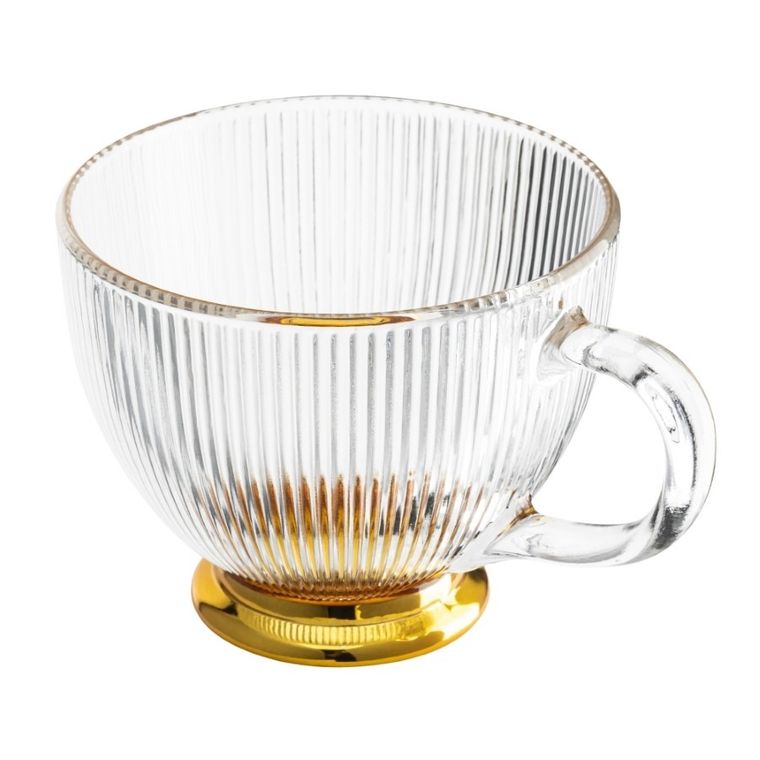 Altom Design, selena filiżanka szklana na stopce, złota, 430 ml