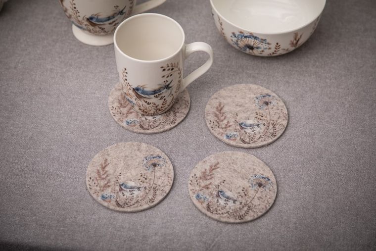 Altom Design, Serenity, podkładki filcowe, okrągłe, 10-10-0,3 cm, 4 szt.