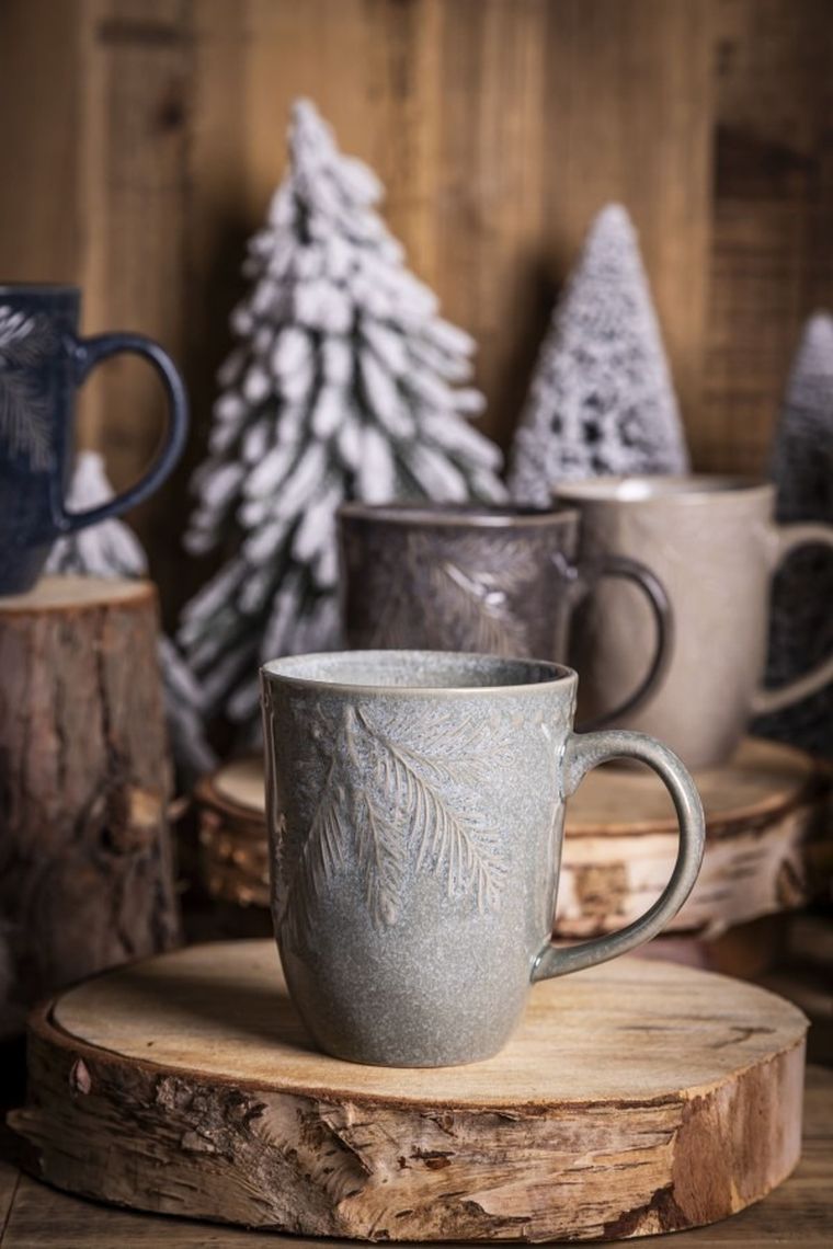 Altom Design, Sosnowy las, kubek ceramiczny baryłka, szałwiowy, 420 ml