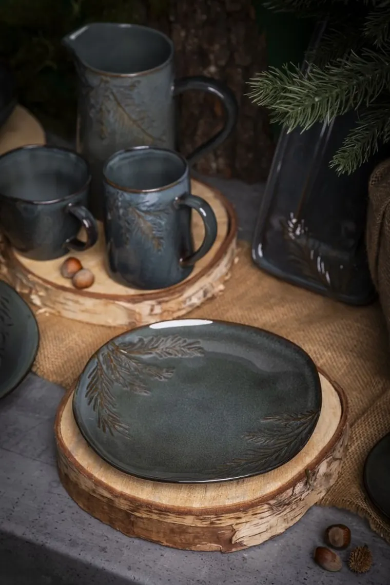 Altom Design, Sosnowy las, talerz ceramiczny, płytki, 21 cm